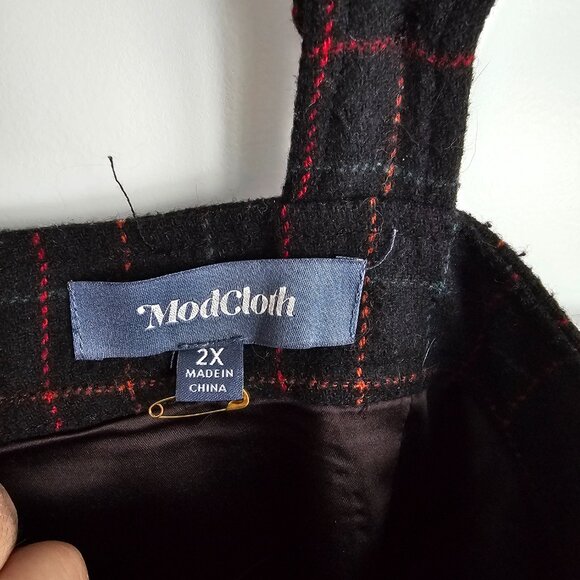 Modcloth Pinny Dress 2X - Dark Academia Vibes Wool Blend - Picture 3 of 6